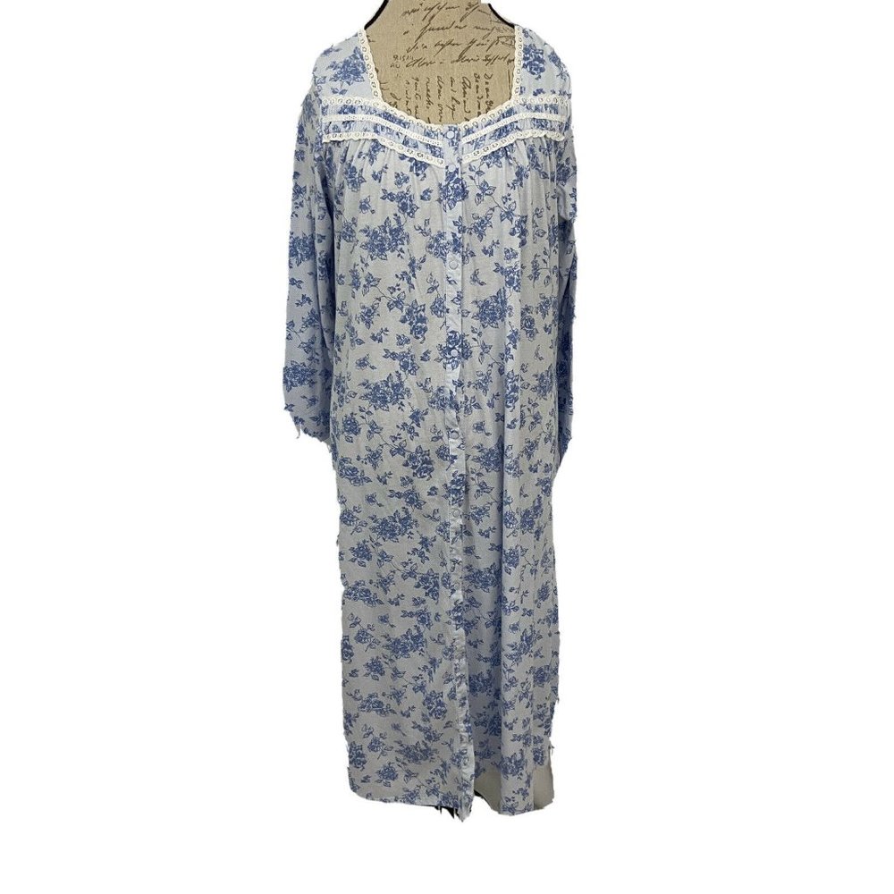 EARTH ANGELS Women's Nightgown Sz M White w Blue F